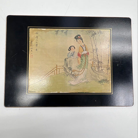 Vintage Lady Clare Placemats Lot of 6 Asian Chinoiserie Style Made in England