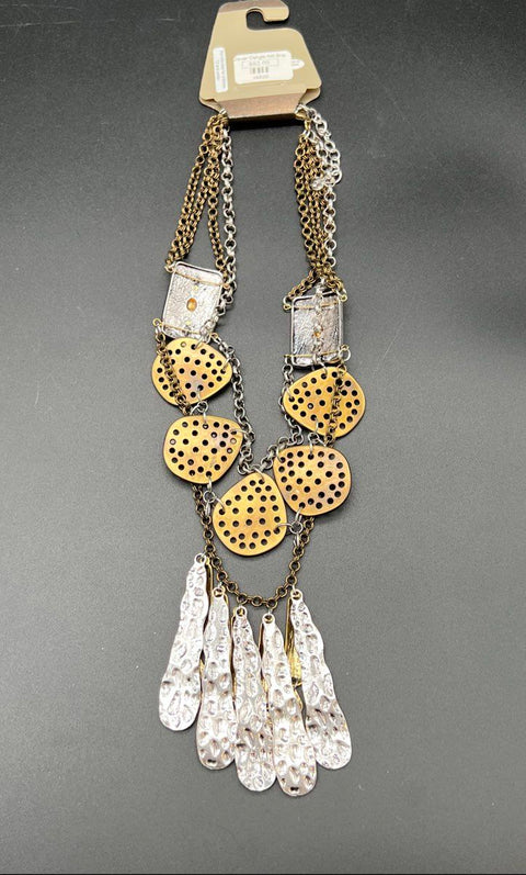 Zevar by Treska NWT Mixed Metal Tone Bohemian Statement Bib Dangle Necklace