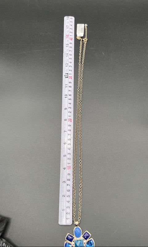 WHBM Jewelry Lot NWT Blue Statement Necklace & Bracelet + 2 Dangle Earrings Set