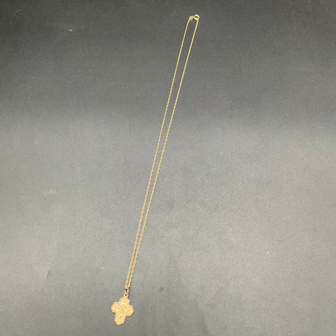 Vintage 12K Gold Filled 4-Way Cross Religious Medal Pendant Necklace 1.87g 18"