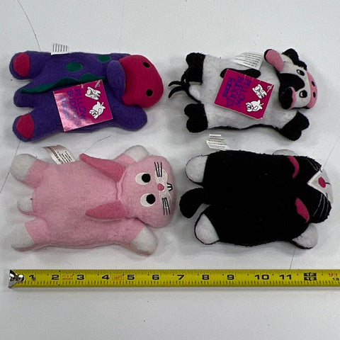 Vintage 1997 Pillow Buddies Babies Lot of 4 Plush Cow Cat Bunny Dino Crown