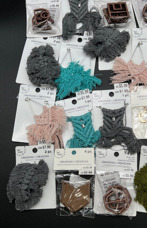 Bead Landing Jewelry Making Components Lot Macrame Boho Wood Pendants 30+ Packs