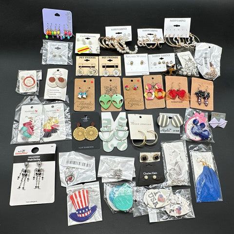 Fashion Earrings Lot of 38 Claire's Croft & Barrow Clay Handmade Studs