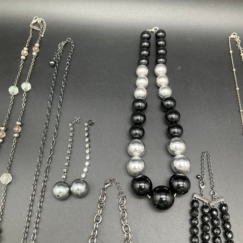 Vintage to Modern Costume Jewelry Lot 1 Lb Necklaces Owl Skeleton Hands