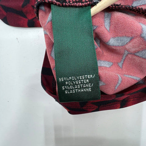 Lauren Ralph Lauren Women's Dress Red Black Geometric Faux Wrap Sheath Sz 2