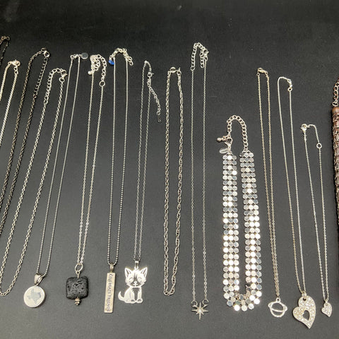 Mixed Costume Necklace Lot 20pc Silver Tone Faux Pearl Bestie Charm Nebraska