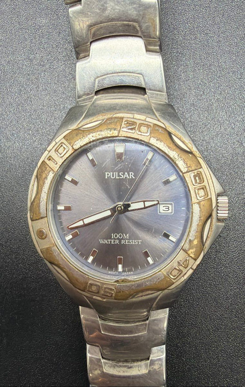 Fossil Pulsar Armitron Men's Wrist Watch Lot of 4 Stainless Steel As-Is Lot