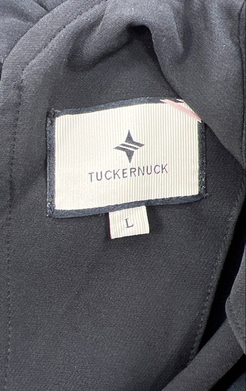 Tuckernuck Women's Black Ruffle Neck Tie Back Long Sleeve Shift Dress Size L