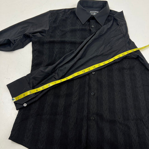Barabas Men's Black Knit Chevron Rhinestone Button Down Shirt XL NWT