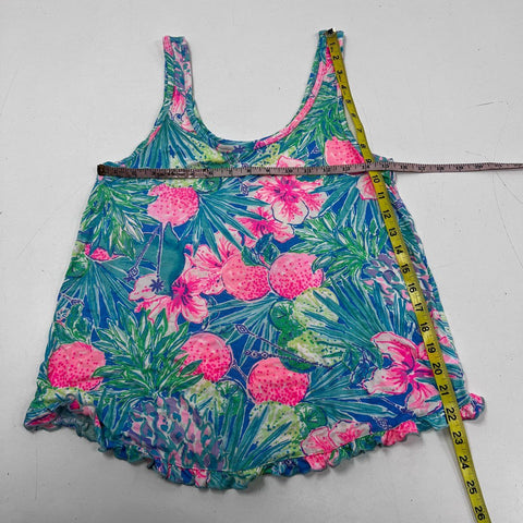 Lilly Pulitzer Women's 4pc Pajama Set Lot Tropical Celestial Pink Blue Sz S
