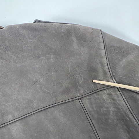 Vintage 80s Clipper Mist Men's Leather Bomber Jacket Faded Black Quilted Sz 38