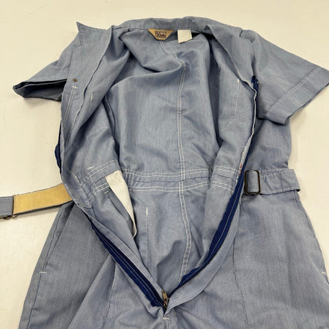 Vintage 80s Walls Hickory Stripe Short Sleeve Jumpsuit Coveralls USA Sz L