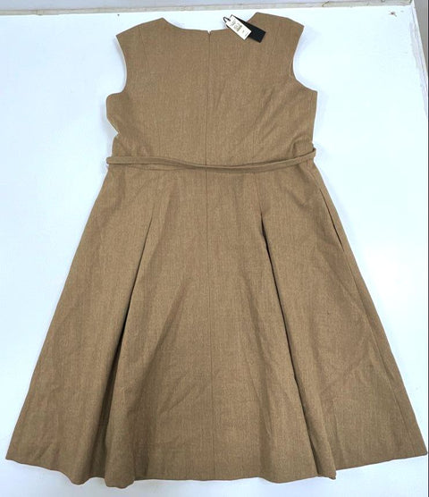 Talbots NWT Women's Tan Wool Blend Belted Pleated A-Line Dress Size 16P
