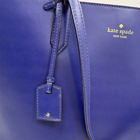Kate Spade Royal Blue Leather Large Tote Bag Gold Hardware