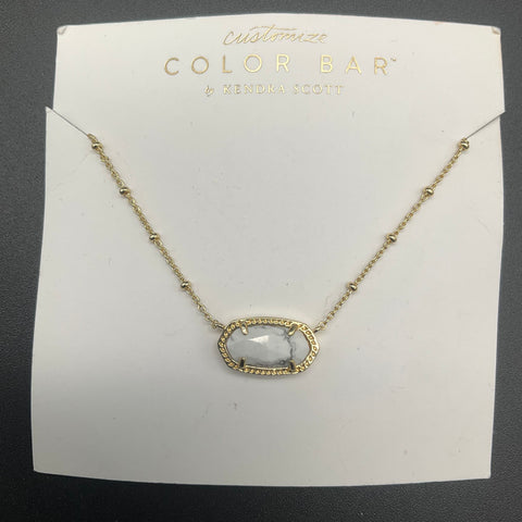 Kendra Scott Elisa Gold Tone Pendant Necklace White Marbled Stone Satellite