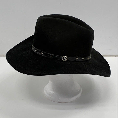 Dallas Hats Black Outlaw 3 Western Cowboy Hat Studded Star Band Size 7