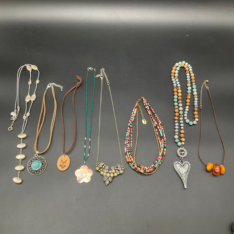 ZAD Coldwater Creek Mixed Style Jewelry Lot 8 Necklaces Rhinestone Beaded Flower