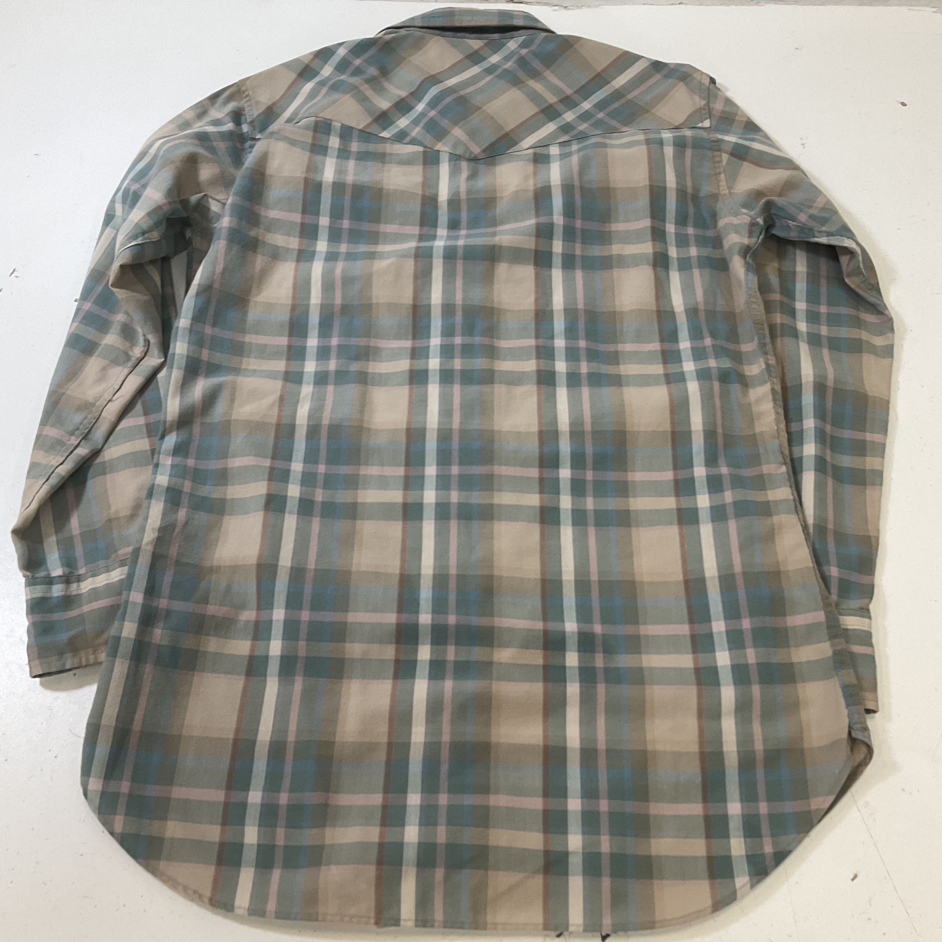 Pendleton High Grade Western Wear Men's Beige Plaid Shirt Sz M Vintage USA Made