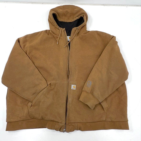 Carhartt Men's Brown Rain Defender Full Zip Hooded Sweatshirt Jacket Sz 4XL