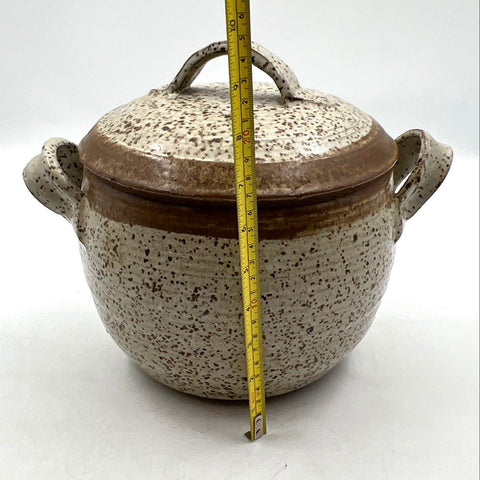 Vintage Studio Pottery Ceramic Steam Funnel Pot Speckled Stoneware Lidded