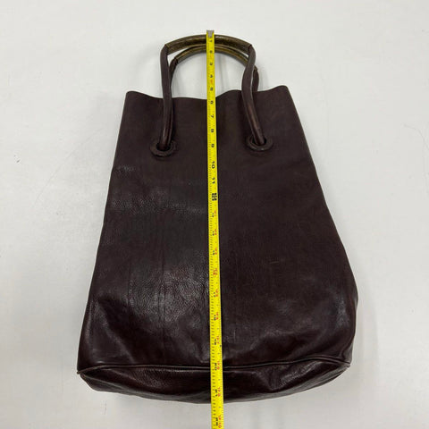 NWT Barneys New York Brown Leather Slouchy Tote Bag Brass Handle