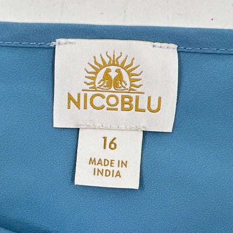 Nicoblu Women's Blue V-Neck Maxi Slip Dress Adjustable Straps Size 16