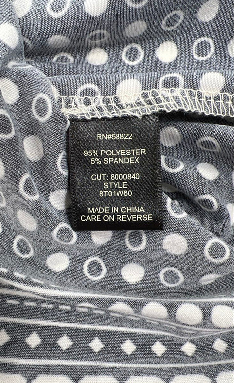 Max Studio Women's Black White Polka Dot Border Print V-Neck Dress Sz L NWT