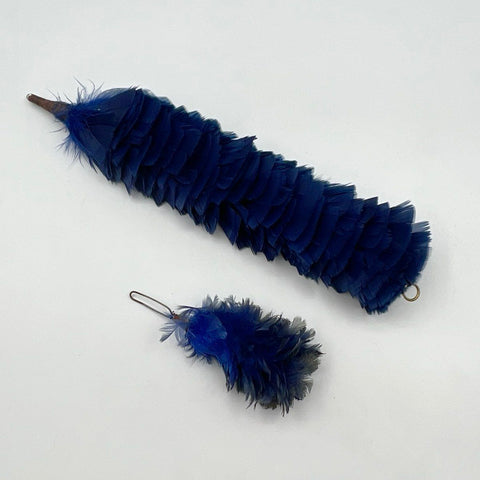 Vintage Blue Feather Hackle Plume Lot 2 Pieces Military Uniform Accessory