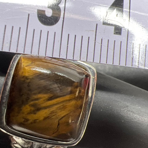 925 Sterling Silver Tiger's Eye Braid Texture Band Ring Size 7 9.52g