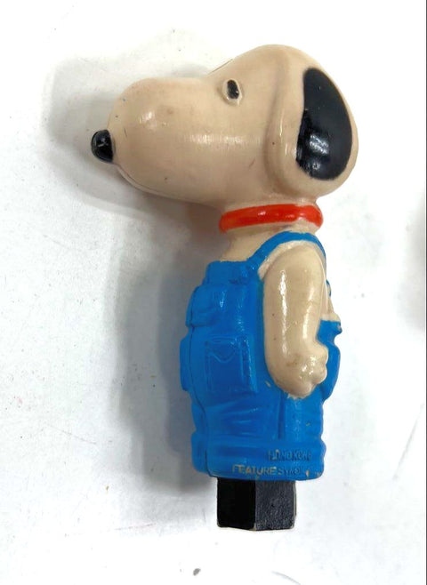 Vintage Snoopy Peanuts Toy Lot 5pc Squeaker Figure Funstraws 1970s 80s UFS