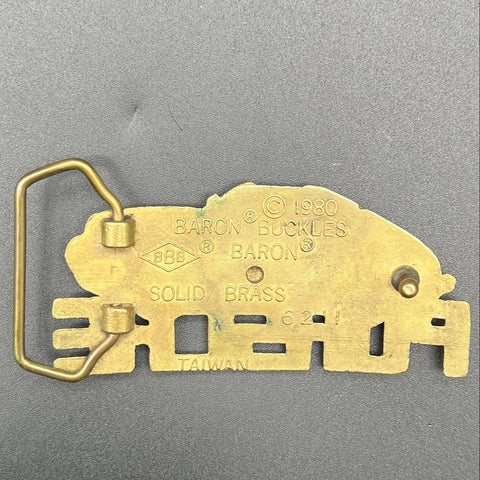 Vintage 80s Baron Buckles Porsche 911 Targa Solid Brass Belt Buckle 1980