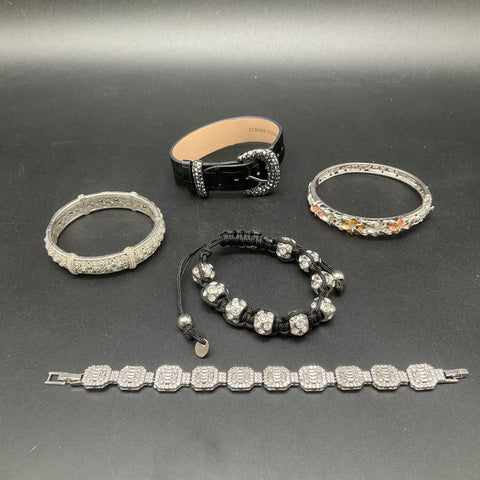 Fashion Costume Bracelet Lot of 5 Plumeria Bangle Leather Cuff Tennis Bracelet