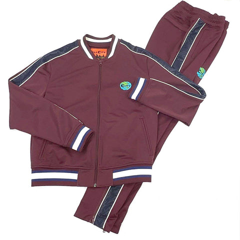 All City by Just Don Men's Maroon Tracksuit Set Jacket Track Pants Size M