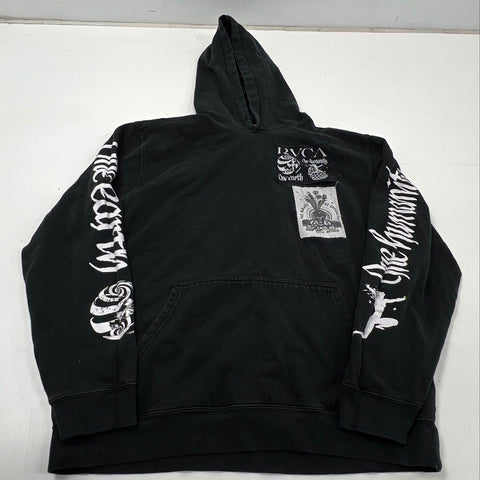 RVCA Men's Black One Earth One Humanity Graphic Pullover Hoodie XL