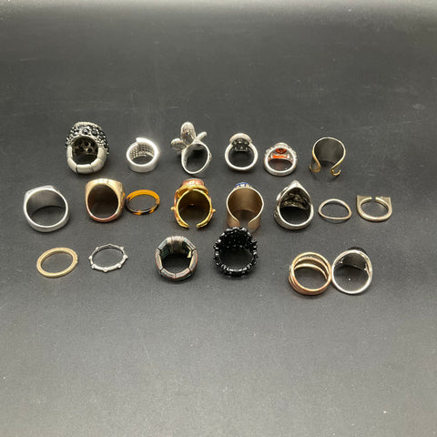 Fashion Statement Rings Jewelry Lot of 22 Goth Boho Eclectic Mixed Metals