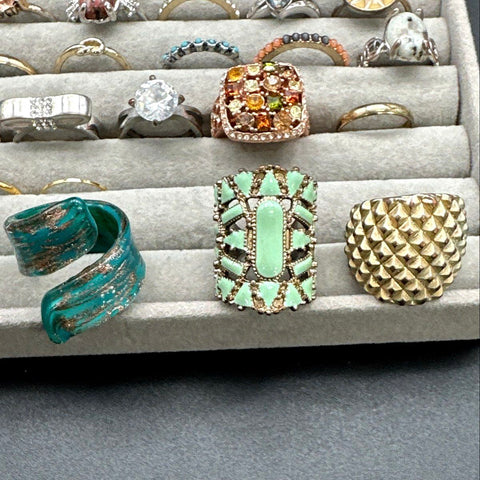 Modern Fashion Costume Jewelry Lot 41 Rings Statement Stackable Enamel Mix