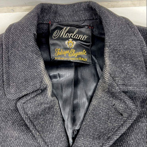 Vintage 80s Morlano Charcoal Gray Wool Single Breasted Overcoat Men's L