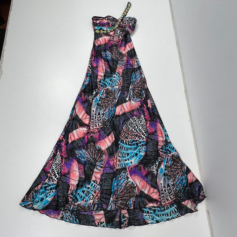 Vintage Y2K Josh & Jazz One Shoulder Jeweled Maxi Dress Prom Gown Sz 7/8