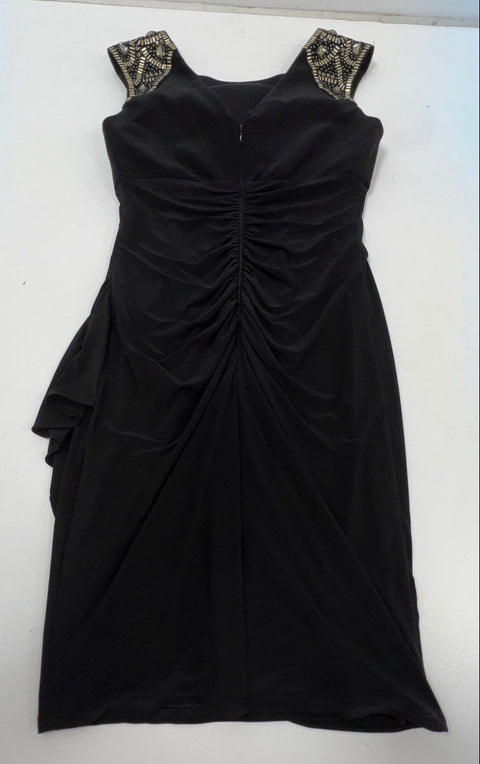 Xscape Women's Black Embellished Shoulder Ruched Cocktail Dress XS NWT - Shop Thrift World Xscape Women's Black Embellished Shoulder Ruched Cocktail Dress XS NWT - Shop Thrift World