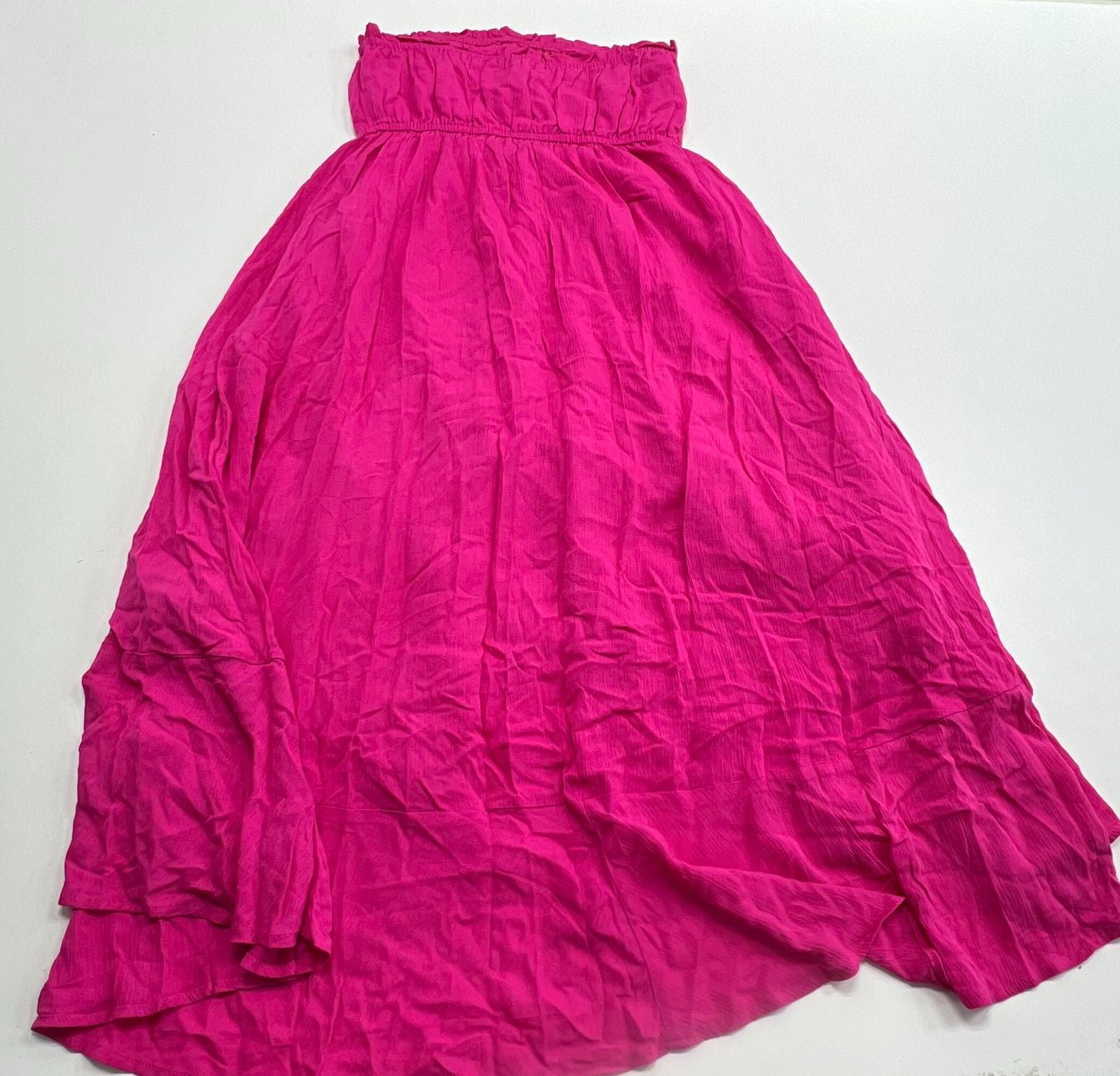 Pink Lily Hot Pink Strapless Vacation Casual Dress Buttons - Size M