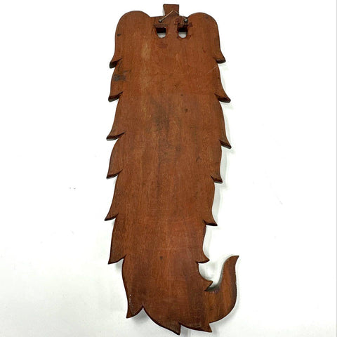 Hand Carved Wood Dragon Wall Plaque Panel Asian Motif 31 Inch Vintage