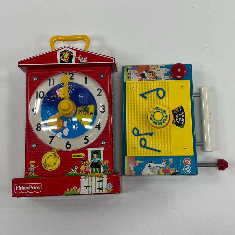 VTG Fisher Price Musical Teaching Clock & TV Radio Interactive Kids Toys Lot