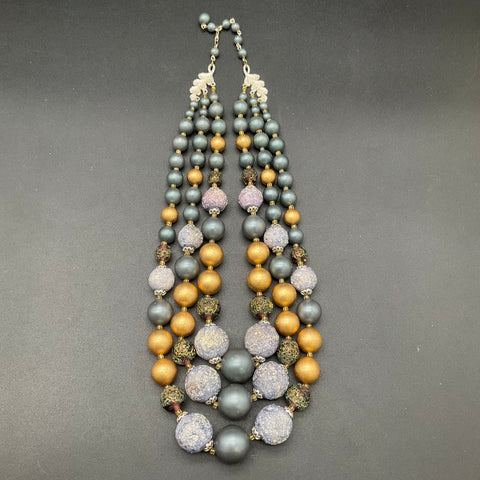 Vintage Napoli Signed & Multi-Strand Costume Jewelry Necklace Lot of 3