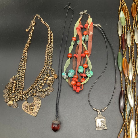 Chico's & Fashion Jewelry Lot of 10 Necklaces Bib Pendant Beaded Multi-Strand