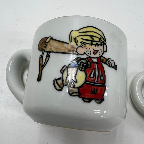 Vintage Dennis The Menace 2 Piece Mini Mug Cup Set Cartoon Comic Strip