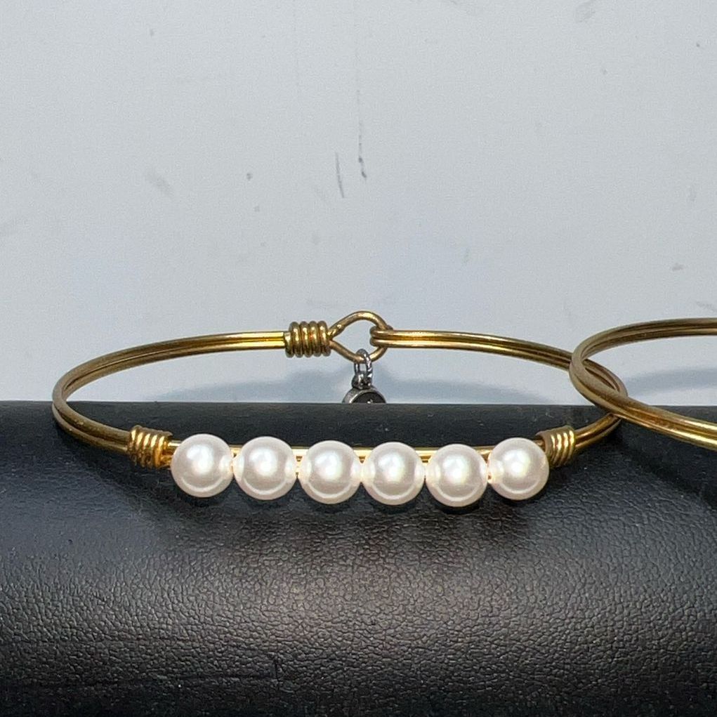 2 L+D Embrace the Journey Faux Pearl & Rhinestone Bracelets