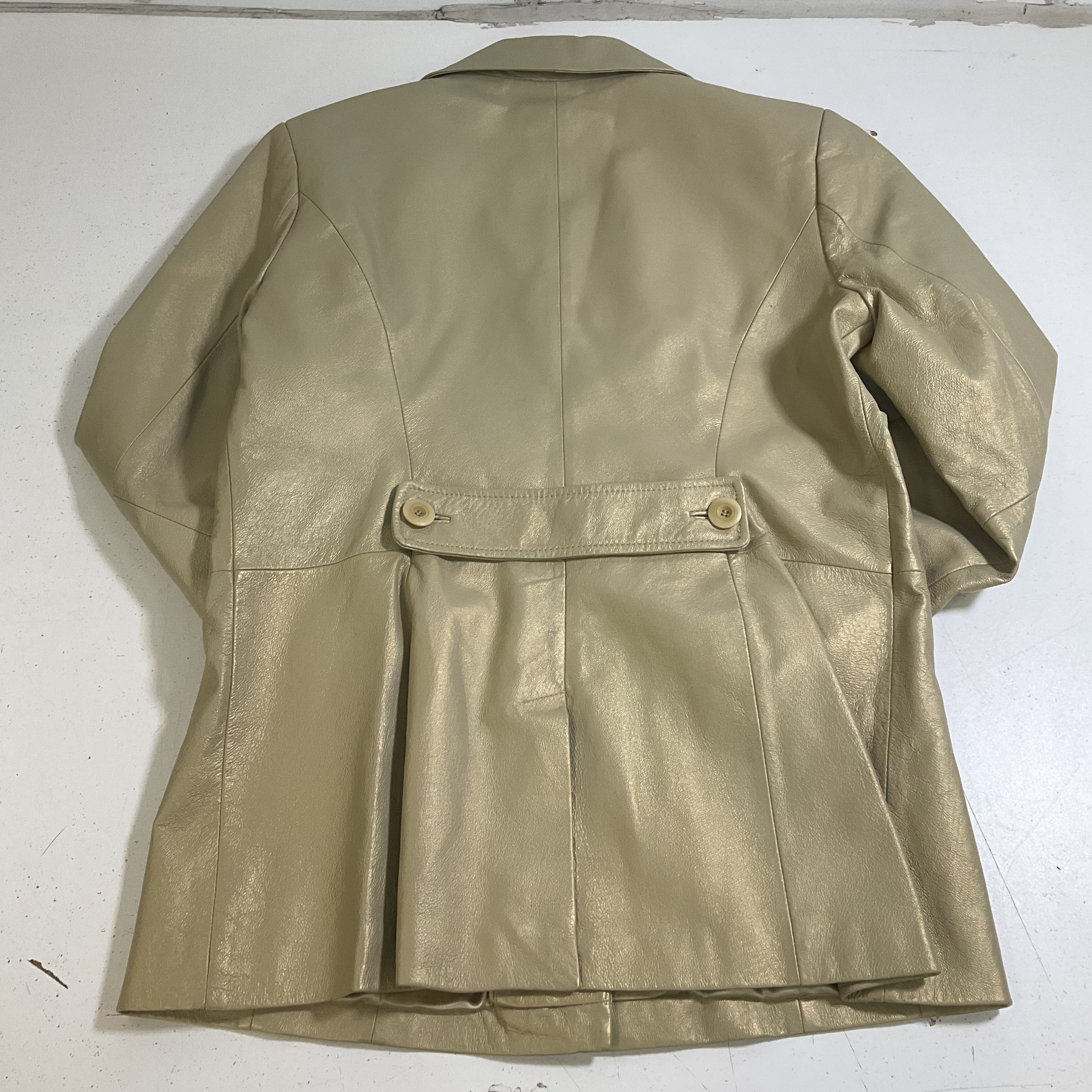 Vintage Y2K Terry Lewis Women's Champagne Gold Metallic Leather Jacket Blazer M