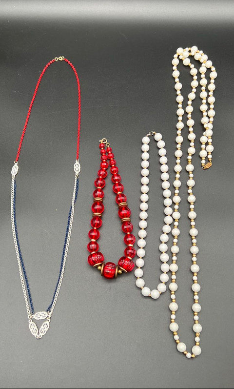 Vintage Patriotic Jewelry Lot of 20 Chicos Monet Trifari Necklaces Earrings