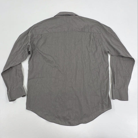 Vintage 90s Yves Saint Laurent Men's Gray Button Up Dress Shirt Sz 16 34/35