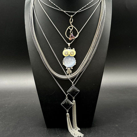 Fashion Costume Jewelry Lot of 7 Necklaces Mustache Owl Fish Tassel Pendants